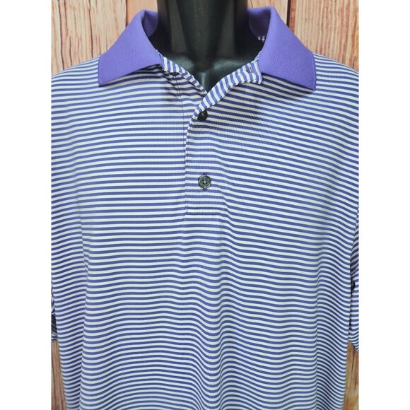 FootJoy FJ Mens Striped Purple-White Golf Apparel Polo Large - Picture 3 of 7